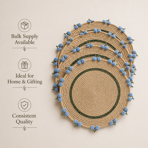 Popular High End Nature Raffia <b>Table</b> <b>Mat</b> Hand Crochet Heat Insulated Decoration Tablemat Raffia <b>Table</b> <b>Mat</b> - Product Image 6