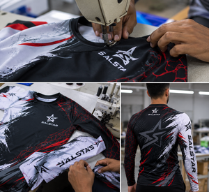 Salstar <b>Men's</b> Long Sleeve <b>Compression</b> <b>Shirt</b> Quick Dry Sporty Geometric Pattern Sublimation Print O-Neck Slim Fit Rash Guard Gym - Product Image 4
