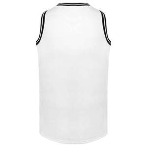 เสื้อบาสเก็ตบอลฤดูร้อนคุณภาพสูงสำหรับผู้ชาย สีขาว ดีไซน์ตาข่าย ระบายอากาศได้ดี พิมพ์ลาย ขายส่ง - Product Image 3