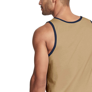 Camiseta sin mangas para hombre, color caqui, cuello redondo, color sólido, informal, de punto - Product Image 4