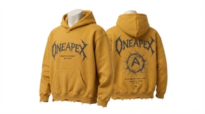 Men's Mustard <b>Yellow</b> Distressed <b>Hoodie</b> Oversized Heavyweight Cotton Fleece Graphic Pullover Streetwear Sweatshirt Custom Logo - Product Image 3