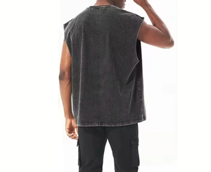 เสื้อยืดแขนกุดพิมพ์ลายกราฟิกสไตล์สตรีทแวร์ ล้างสีแบบแอซิด ทรงยาว ระบายอากาศได้ดี กันยับ เสื้อกล้ามลำลอง ชุดออกกำลังกาย - Product Image 3