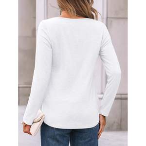 2025 2025 otoño moda mujer blusas de manga larga negocios Casual cuello redondo plisado Tops moda básica suelta trajes tamaño 4XL - Product Image 2