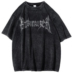 T-shirts pour hommes en coton doux, effet délavé, style streetwear vintage, coupe confortable pour hommes - Product Image 3