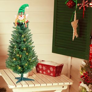 Albero di Natale Realistico Pieghevole Verde da Esterno in PE con 129 Rami in PVC, Supporto in Ferro e Decorazione Babbo Natale, 90 cm - Product Image 2