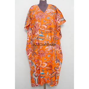 Vestido Maxi Kaftan de Algodón 100% con Estampado Floral, Estilo Bodycon, Ropa Casual de Verano para Mujer, Estampado Étnico, Ecológico - Product Image 1