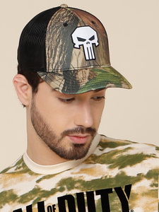Gorra Trucker Camuflaje Punisher con Logotipo Bordado en el Panel Frontal, Malla Ajustable en la Parte Trasera, Estilo Urbano Unisex, Gorra de 6 Paneles - Product Image 4