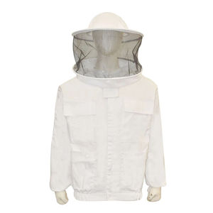 Veste de protection apicole avec voile détachable, respirante, en polyester et coton, coupe ample, blanche, coutures surjetées, VÊTEMENTS ÉQUIPEMENT EN CUIR - Product Image 1