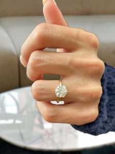 Lab Grown 2.01CT Round Cut Diamond Signet Dual Band <b>Ring</b> <b>Set</b> For Women's 18K Solid <b>Gold</b> Wedding Promise Gift For Lovers - Product Image 2