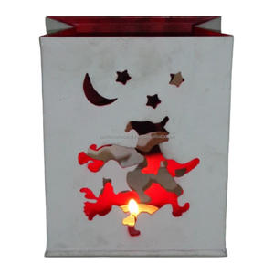 Bougeoir votif décoratif à la maison de fer avec le bougeoir décoratif en métal fini enduit de poudre blanche votive - Product Image 5