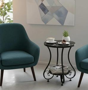 Modern Round Console <b>Table</b> with <b>Marble</b> <b>Top</b> and Metal Base for Living Room Furniture - Product Image 1