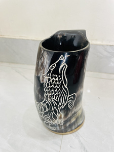 Viking logo design handcraft buffalo ox horn <b>beer</b> mug tankard hand carved kitchenware <b>table</b> decor authentic top sale - Product Image 3