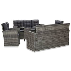 Set da Giardino in Rattan Grigio con Coperture Rimovibili, Arredamento da Esterno per 6 Persone, Design Contemporaneo - Product Image 1