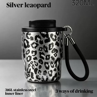Vaso Térmico Moderno con Estampado de Leopardo, 320 ml, Revestimiento Interior de Acero Inoxidable 316, Ideal para Cualquier Uso