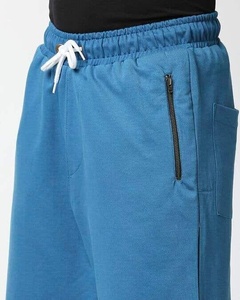 Shorts Bermuda pour homme, bleu uni, avec cordon de serrage et bande latérale, vêtements décontractés - Product Image 6