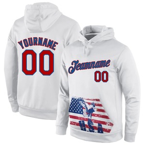 Custom Stitched White Red-Blue 3D American Flag Fashion Sports <b>Pullover</b> Sweatshirt Hoodie - Product Image 1