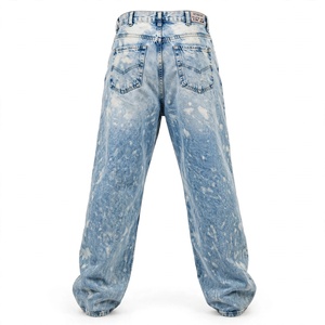 Jean en denim délavé personnalisé pour homme, coupe slim droite, taille mi-haute, en coton, décontracté, séchage rapide, écologique BD - Product Image 4