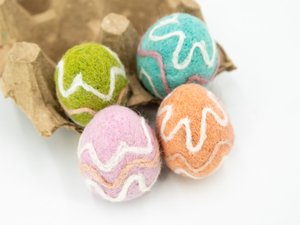 Wholesale Handmade Wool Felt Striped <b>Easter</b> Egg <b>Ornaments</b> for Decorations, Egg Hunt and Seasonal Craft Supply - Product Image 4