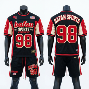 ชุดเสื้อฟุตบอลและกางเกงขาสั้นผ้าโพลีเอสเตอร์ตาข่ายพรีเมียม 180 GSM สีทองดำ ระบายอากาศได้ดี พิมพ์ลายตามสั่ง สำหรับผู้ชาย - Product Image 3