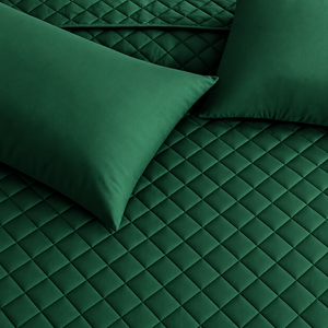 Turquoise Micro Sateen Bedspread 3 Pcs Breathable Home Use Simple Style All Season Diamond Stitch - Product Image 5