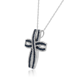 JEWELSPAARK Collar con Colgante de Diamantes Naturales Blancos y Azules de 1.64 Cttw para Mujer, Plata de Ley 925 con Baño de Rodio, Cadena de 18 Pulgadas - Product Image 3