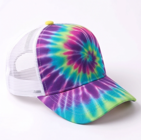 หมวกแก๊ปทรง Trucker ลาย Tie Dye แบบ Unisex ปรับขนาดได้ ด้านหลังเป็นตาข่าย สไตล์ลำลอง สำหรับฤดูใบไม้ผลิและฤดูร้อน ทรง 5 แฉก สำหรับผู้ใหญ่ - Product Image 3