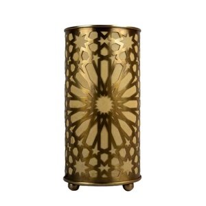 Lanterne en laiton avec découpes en forme d'étoile, style marocain cylindrique, porte-bougie en métal pour la décoration de la maison, éclairage - Product Image 1