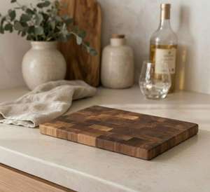 เขียงไม้ทรงสี่เหลี่ยมผืนผ้า หนา 1.5 ซม. แบบ End Grain Butcher Block ปลอดภัยสำหรับเครื่องล้างจาน กันลื่น เป็นมิตรกับสิ่งแวดล้อม ยั่งยืนได้ UO INDIA - Product Image 1