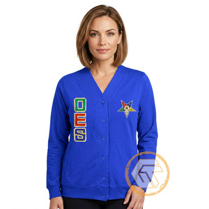 Cardigan en acrylique brodé Eastern Star à col en V, de haute qualité, pour femmes grecques, décontracté, respirant, pour l'hiver, vêtements de sororité - Product Image 3