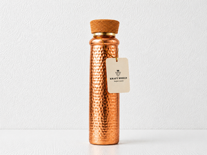 KRAFT WORLD Premium Copper <b>Water</b> <b>Bottle</b> Handcrafted Classic Design <b>White</b> Enamel Finish Gold Floral Pattern Portable Eco-Friendly - Product Image 2