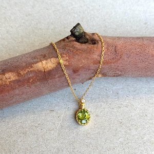 Colgante de Peridoto en Plata de Ley 925 con Baño de Oro Vermeil de 14K, Gema Natural Verde, Collar, Joyería, Regalo - Product Image 4