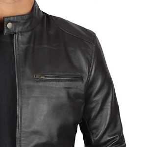 Veste en cuir pour homme, simple, en cuir de mouton véritable à 100%, avec impression personnalisée, chaude pour l'hiver. - Product Image 6