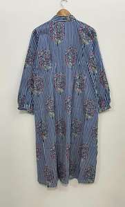 ชุดเดรสผ้าฝ้ายทำมือ ลายดอกไม้สีฟ้า แขนยาว - Product Image 5