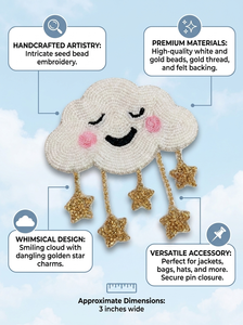 Beaded Cloud <b>Patch</b> with Star Tassels Embroidery Applique <b>Sew</b>-<b>On</b> for Kids Garments Bags Decoration Craft Sewing Accessories - Product Image 6