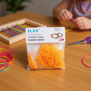 Elastici in gomma arancione fluorescente Ilan, 300 pezzi, per artigianato e telai - Product Image 3