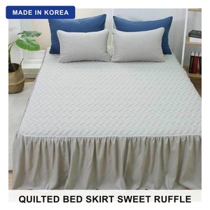 Copripiumino trapuntato coreano con balza in pizzo e microfibra, copriletto antipolvere per letto singolo e matrimoniale - Product Image 1
