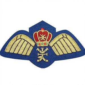 Handmade Embroidered Custom Made Bullion Wire Royal <b>Crown</b> Patches 3D Embroidery Golden &<b>Silver</b> Fashion Badges For Uniform - Product Image 3