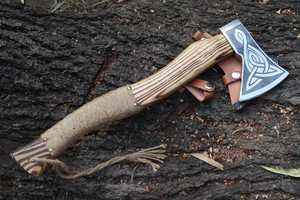 Custom Handmade Forged Carbon Steel <b>Axe</b> Outdoor Camping Hunting Hatchet Wooden <b>Handle</b> Survival <b>Axe</b> With Cover Survival Tool - Product Image 4