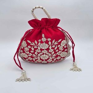 Cheap Handmade Embroidered Potli <b>Bag</b> with Rich Bead Decoration <b>for</b> <b>Bridal</b> Trousseau, Bridesmaid Gifts and Traditional <b>Weddings</b> - Product Image 3