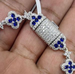 Blue Stone <b>Charm</b> Bracelet 925 Sterling Silver Gold Plated White Moissanite Luxury Elegant Wedding Party Anniversary Jewelry Gift - Product Image 4