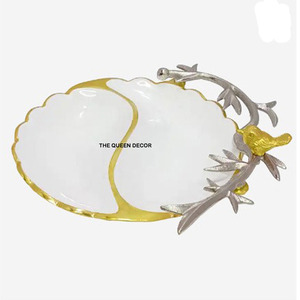 Bol à salade décoratif en métal de haute qualité, base en forme de pieuvre, argent poli, tendance, attrayant, compatible lave-vaisselle - Product Image 2