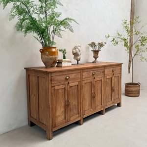 <b>Vintage</b> Eco-Friendly Handmade Wooden Antique Solid Wood Storage Cabinet <b>Drawers</b> Doors Rustic Farmhouse Furniture for Bedroom - Product Image 1