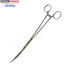 Lot de 2 pinces hémostatiques manuelles 14 pouces, à mâchoires courbées, droites ou dentelées, en acier inoxydable, à verrouillage, pour chirurgie générale et pêche - Product Image 4