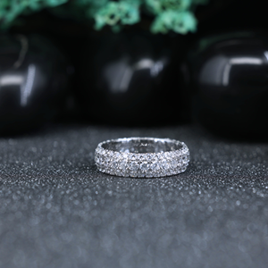 Anillo de Lujo con Pavé de Moissanita, Plata de Ley 925, Banda de Diamantes de Moissanita, Anillo de Boda para Mujer, Anillo Completo con Pavé, Joyería al por Mayor - Product Image 6