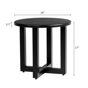 Outdoor <b>Black</b> Metal <b>Round</b> <b>Table</b> Weather Resistant Patio End <b>Table</b> with Trestle Leg for Indoor Coffee Bistro <b>Side</b> <b>Table</b> - Product Image 2