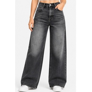 Jeans de mezclilla elásticos de corte ancho y tiro medio para mujer con bolsillos utilitarios - Estilo Y2K transpirable - Product Image 1