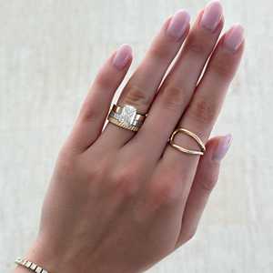 Cushion Cut Lab Grown Diamond Solitaire Engagement <b>Ring</b> Custom Wholesale <b>14K</b> 18K Solid <b>Gold</b> 4 Carat Thick Wide Flat Band Women's - Product Image 6