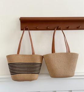 กระเป๋าทำด้วยมือแบบเรียบสำหรับผู้หญิงฤดูร้อนฤดูใบไม้ร่วงทำด้วยมือพร้อมซิปปิดเปิดด้านบนไหล่ทอ - Product Image 2