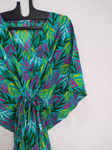 Robe kimono kaftan en coton indien, faite à la main, paréo de plage, coupe ample et confortable, robe d'été pour femmes - Product Image 3