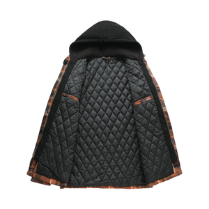 Men's Hoodies For Winter Wear Plaid Button-Up & Zipper Lining for Warmth and Comfortable Flannel Hoodies - Product Image 3